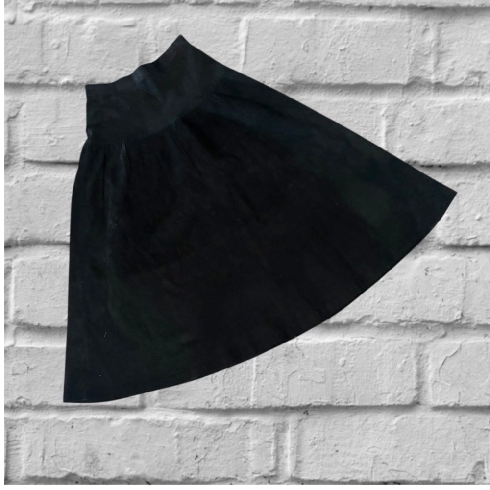 Vintage Lord & Taylor Black Pig Suede A-Line Midi Skirt‎ High Waisted Size 8